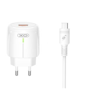 XO L112 ΦΟΡΤΙΣΤΗΣ, QC18W, 1 ΘΥΡΑ USB ΜΕ ΚΑΛΩΔΙΟ MICRO-USB, ΛΕΥΚΟΣ